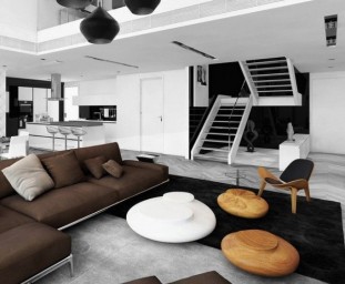 Čierno biely interiér