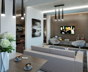 Čierno biely interiér